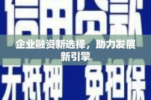 工业园区企业融资新选择，助力发展新引擎